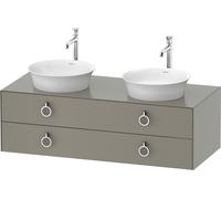 Duravit White Tulip, meuble sous-lavabo suspendu, largeur 1300 x profondeur 550mm, avec 2 tiroirs, avec poignée, WT4993B9292, WT4993B9292, Colorazione: Grigio pietra Vernice opaca Seta opaco