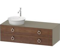 Duravit White Tulip, meuble sous-lavabo suspendu, largeur 1300 x profondeur 550mm, avec 2 tiroirs, avec poignée, WT4992L77H2, WT4992L77H2, Colorazione: Corpo: grigio pietra lucido, frontale: noce amer