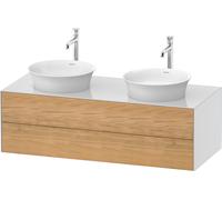 Duravit White Tulip, meuble sous-lavabo suspendu, largeur 1300 x profondeur 550mm, avec 2 tiroirs, avec technologie tip-on, WT4988BH585, WT4988BH585, Colorazione: Corpo: bianco lucido, fronte: rovere 