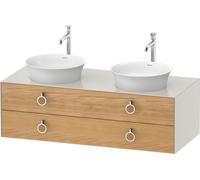 Duravit White Tulip, meuble sous-lavabo suspendu, largeur 1300 x profondeur 550mm, avec 2 tiroirs, avec poignée, WT4993BH539, WT4993BH539, Colorazione: Corpo: bianco nordico satinato, frontale: rovere