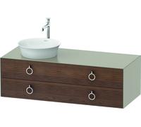 Duravit White Tulip, meuble sous-lavabo suspendu, largeur 1300 x profondeur 550mm, avec 2 tiroirs, avec poignée, WT4992L7760, WT4992L7760, Colorazione: Corpo: Taupe seta opaco, fronte: noce americano