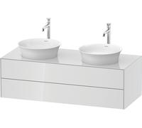 Duravit White Tulip, meuble sous-lavabo suspendu, largeur 1300 x profondeur 550mm, avec 2 tiroirs, avec technologie tip-on, WT4988B8585, WT4988B8585, Colorazione: Laccato lucido bianco