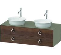 Duravit White Tulip, meuble sous-lavabo suspendu, largeur 1300 x profondeur 550mm, avec 2 tiroirs, avec poignée, WT4993B77H2, WT4993B77H2, Colorazione: Corpo: grigio pietra lucido, frontale: noce amer