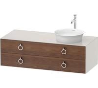 Duravit White Tulip, meuble sous-lavabo suspendu, largeur 1300 x profondeur 550mm, avec 2 tiroirs, avec poignée, WT4992R7739, WT4992R7739, Colorazione: Corpo: bianco nordico satinato, frontale: noce a