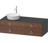 Duravit White Tulip, meuble sous-lavabo suspendu, largeur 1300 x profondeur 550mm, avec 2 tiroirs, avec poignée, WT4992L77H1, WT4992L77H1, Colorazione: Corpo: grafite lucida, frontale: noce americano