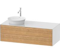 Duravit White Tulip, meuble sous-lavabo suspendu, largeur 1300 x profondeur 550mm, avec 2 tiroirs, avec technologie tip-on, WT4987LH585, WT4987LH585, Colorazione: Corpo: bianco lucido, fronte: rovere 
