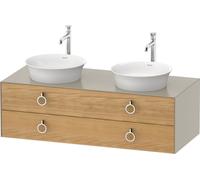 Duravit White Tulip, meuble sous-lavabo suspendu, largeur 1300 x profondeur 550mm, avec 2 tiroirs, avec poignée, WT4993BH560, WT4993BH560, Colorazione: Corpo: opaco seta taupe, frontale: massello di q