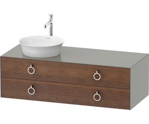 Duravit White Tulip, meuble sous-lavabo suspendu, largeur 1300 x profondeur 550mm, avec 2 tiroirs, avec poignée, WT4992L7792, WT4992L7792, Colorazione: Corpo: grigio seta opaco, frontale: noce america