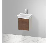 Duravit Tulip bianco, mobile lavabo sospeso, larghezza 384 x profondità 298 mm, con 1x fermaporta a sinistra, con tecnologia tip-on, WT4240L, Colorazione: Corpo: Taupe seta opaco, fronte: noce americano massiccio - WT4240L7760