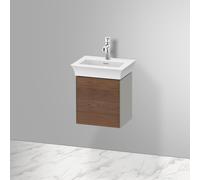 Duravit Tulip bianco, mobile lavabo sospeso, larghezza 384 x profonditÃ 298 mm, con 1x fermaporta a sinistra, con tecnologia tip-on, WT4240L, Colorazione: Corpo: grigio seta opaco, frontale: noce americano massiccio - WT4240L7792