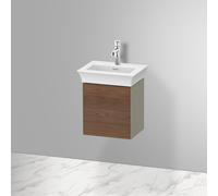 Duravit Tulip bianco, mobile lavabo sospeso, larghezza 384 x profondità 298 mm, con 1x fermaporta a sinistra, con tecnologia tip-on, WT4240L, Colorazione: Corpo: grigio pietra lucido, frontale: noce a