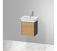Duravit Tulip bianco, mobile lavabo sospeso, larghezza 384 x profondità 298 mm, con 1x fermaporta a sinistra, con tecnologia tip-on, WT4240L, Colorazione: Corpo: grafite satinata, frontale: rovere naturale massiccio