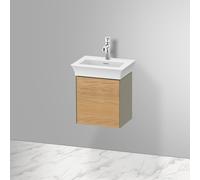 Duravit Tulip bianco, mobile lavabo sospeso, larghezza 384 x profonditÃ 298 mm, con 1x fermaporta a sinistra, con tecnologia tip-on, WT4240L, Colorazione: Corpo: grigio pietra lucido, frontale: rovere naturale massiccio - WT4240LH5H2
