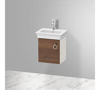 Duravit Tulip bianco, mobile lavabo sospeso, larghezza 384 x profonditÃ 298 mm, con 1x fermaporta a sinistra, con maniglia, WT4250L, Colorazione: Corpo: bianco nordico satinato, frontale: noce americano massiccio - WT4250L7739