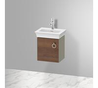 Duravit Tulip bianco, mobile lavabo sospeso, larghezza 384 x profondità 298 mm, con 1x fermaporta a sinistra, con maniglia, WT4250L, Colorazione: Corpo: grigio pietra lucido, frontale: noce americano massiccio