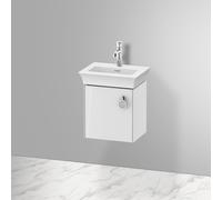 Duravit Tulip bianco, mobile lavabo sospeso, larghezza 384 x profondità 298 mm, con 1x fermaporta a sinistra, con maniglia, WT4250L, Colorazione: Laccato lucido bianco