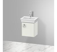 Duravit Tulip bianco, mobile lavabo sospeso, larghezza 384 x profondità 298 mm, con 1x fermaporta a destra, con maniglia, WT4250R, Colorazione: Laccato bianco seta opaco