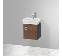 Duravit Tulip bianco, mobile lavabo sospeso, larghezza 384 x profondità 298 mm, con 1x fermaporta a destra, con maniglia, WT4250R, Colorazione: Corpo: grafite satinata, frontale: noce americano massiccio