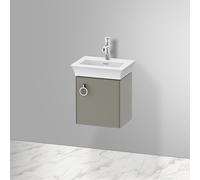 Duravit Tulip bianco, mobile lavabo sospeso, larghezza 384 x profondità 298 mm, con 1x fermaporta a destra, con maniglia, WT4250R, Colorazione: Grigio pietra Vernice opaca Seta opaco