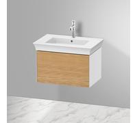 Duravit White Tulip, meuble sous-lavabo mural, largeur 684 x profondeur 458mm, avec 1x tiroir, avec technologie tip-on, WT42410H585, WT42410H585, Colorazione: Corpo: bianco lucido, fronte: rovere mass