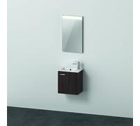 Duravit Xbase, ensemble de meubles muraux, avec miroir LED, lavabo et meuble sous-lavabo, largeur 400 mm, XB0065R5353, XB0065R5353, Colorazione: Castagno scuro arredamento scuro