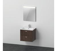 Duravit Xbase, ensemble de meubles muraux, avec miroir LED, lavabo et meuble sous-lavabo, largeur 600 mm, XB007005353, XB007005353, Colorazione: Castagno scuro arredamento scuro