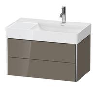 Duravit XSquare meuble sous-lavabo mural 78,4x46,0 cm, 2 tiroirs, pour lavabo DuraSquare 234980 lavabo droit, XS416908989, XS416908989, Colorazione: Flanella Laccato lucido grigio flanella