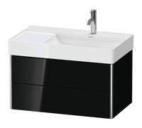 Duravit XSquare Meuble sous-lavabo suspendu, 2 tiroirs, vasque à droite, 784x397x460mm, XS416904040, XS416904040, Colorazione: Laccato nero lucido