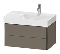 Duravit XSquare Meuble sous-lavabo suspendu, 2 tiroirs, vasque à droite, 784x397x460mm, XS416909090, XS416909090, Colorazione: Flanella Grigio seta opaco laccato opaco