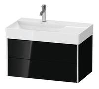 Duravit XSquare Meuble sous-lavabo suspendu, 2 tiroirs, vasque à gauche, 784x397x460mm, XS416804040, XS416804040, Colorazione: Laccato nero lucido
