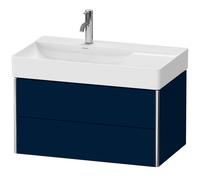 Duravit XSquare Meuble sous-lavabo suspendu, 2 tiroirs, vasque à gauche, 784x397x460mm, XS416809898, XS416809898, Colorazione: Laccato opaco seta blu notte