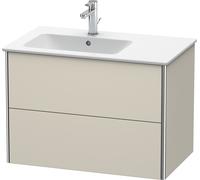 Mobile Vanity Duravit XSquare a parete 81,0 x 47,8 cm, 2 cassetti, per lavabo ME di Starck 234583, ciotola a sinistra, Colorazione: Taupe Opaco