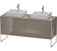 Duravit XSquare Meuble sous-vasque sur console au sol, pour deux vasques, 4 tiroirs, 1600x778x548mm, XS4927B8989, XS4927B8989, Colorazione: Flanella Laccato lucido grigio flanella