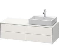 Duravit XSquare Meuble sous-vasque sur console suspendu, 4 tiroirs, vasque à droite, 1400x400x548mm, XS4913R3939, XS4913R3939, Colorazione: Nordic White laccato opaco seta bianco nordico
