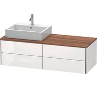Duravit XSquare Meuble sous-vasque sur console suspendu, 4 tiroirs, vasque à gauche, 1400x400x548mm, XS4913L8585, XS4913L8585, Colorazione: Laccato lucido bianco