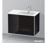 Duravit XSquare Meuble sous-lavabo suspendu, 2 tiroirs, vasque à droite, 810x560x478mm, XS417704040, XS417704040, Colorazione: Laccato nero lucido