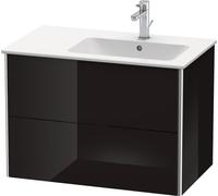 Duravit XSquare Vanity unit à suspension murale 81,0 x 47,8 cm, 2 tiroirs, pour lavabo ME by Starck 234683, cuve à droite, XS417704040, XS417704040, Colorazione: Laccato nero lucido