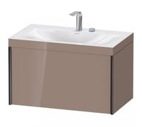 Duravit XViu 4610 Vasque à meuble c-bonded, avec 2 trous pour robinet, avec socle suspendu, 1 tiroir, 800x480, XV4610EB286, XV4610EB286, Colorazione: nero opaco / cappuccino cappuccino hgl.