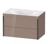 Duravit XViu 4615 Meuble lave-mains c-collés, sans trou pour robinet, avec socle, suspendu au mur, 2 tiroirs, 800x480, XV4615NB286, XV4615NB286, Colorazione: nero opaco / cappuccino cappuccino hgl.