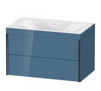 Duravit XViu 4615 Meuble lave-mains c-collés, sans trou pour robinet, avec socle, suspendu au mur, 2 tiroirs, 800x480, XV4615NB247, XV4615NB247, Colorazione: nero opaco / pietra blu hgl.
