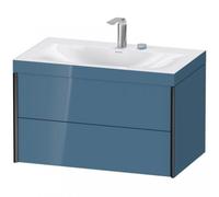 Duravit XViu 4615 Vasque à meuble c-bonded, avec 2 trous pour robinet, avec socle suspendu, 2 tiroirs, 800x480, XV4615EB247, XV4615EB247, Colorazione: nero opaco / pietra blu hgl.