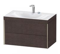 Duravit XViu 4615 Vasque à meuble c-bonded, avec 2 trous pour robinet, avec socle suspendu, 2 tiroirs, 800x480, XV4615EB171, XV4615EB171, Colorazione: champagne opaco/mediter. rovere