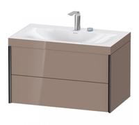 Duravit XViu 4615 Vasque à meuble c-bonded, avec 2 trous pour robinet, avec socle suspendu, 2 tiroirs, 800x480, XV4615EB286, XV4615EB286, Colorazione: nero opaco / cappuccino cappuccino hgl.