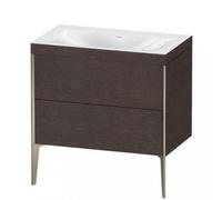 Duravit XViu 4710 Meuble vasque c-bonded, sans trou pour robinet, avec socle sur pied, 2 tiroirs, 800x480, XV4710NB171, XV4710NB171, Colorazione: champagne opaco/mediter. rovere