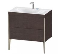 Duravit XViu 4710 Vasque à meuble c-bonded, avec 2 trous pour robinet, avec socle sur pied, 2 tiroirs, 800x480, XV4710EB171, XV4710EB171, Colorazione: champagne opaco/mediter. rovere