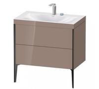 Duravit XViu 4710 Vasque à meuble c-bonded, avec 2 trous pour robinet, avec socle sur pied, 2 tiroirs, 800x480, XV4710EB286, XV4710EB286, Colorazione: nero opaco / cappuccino cappuccino hgl.
