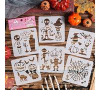 Durdiiy 24 stencil per Halloween, riutilizzabili e lavabili, in plastica, per dipingere su legno, bruciare, artigianato, pareti, cartelli per la casa, tessuto