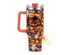 Durdiiy Bicchiere da viaggio con manico e coperchio con cannuccia, 1.134 g | Tazza da viaggio in acciaio inox, tazza da caffè, bottiglia d'acqua riutilizzabile a doppia parete termos isolata sottovuoto