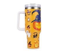 Durdiiy Bicchiere da viaggio con manico e coperchio con cannuccia, 1.134 g | Tazza da viaggio in acciaio inox, tazza da caffè, bottiglia d'acqua riutilizzabile a doppia parete termos isolata sottovuoto
