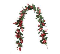 Durdiiy Ghirlanda di Bacche di Natale Rossa 180 cm, Materiale: Schiuma, Seta, Gomma, Per Decorazioni Natalizie e Capodanno